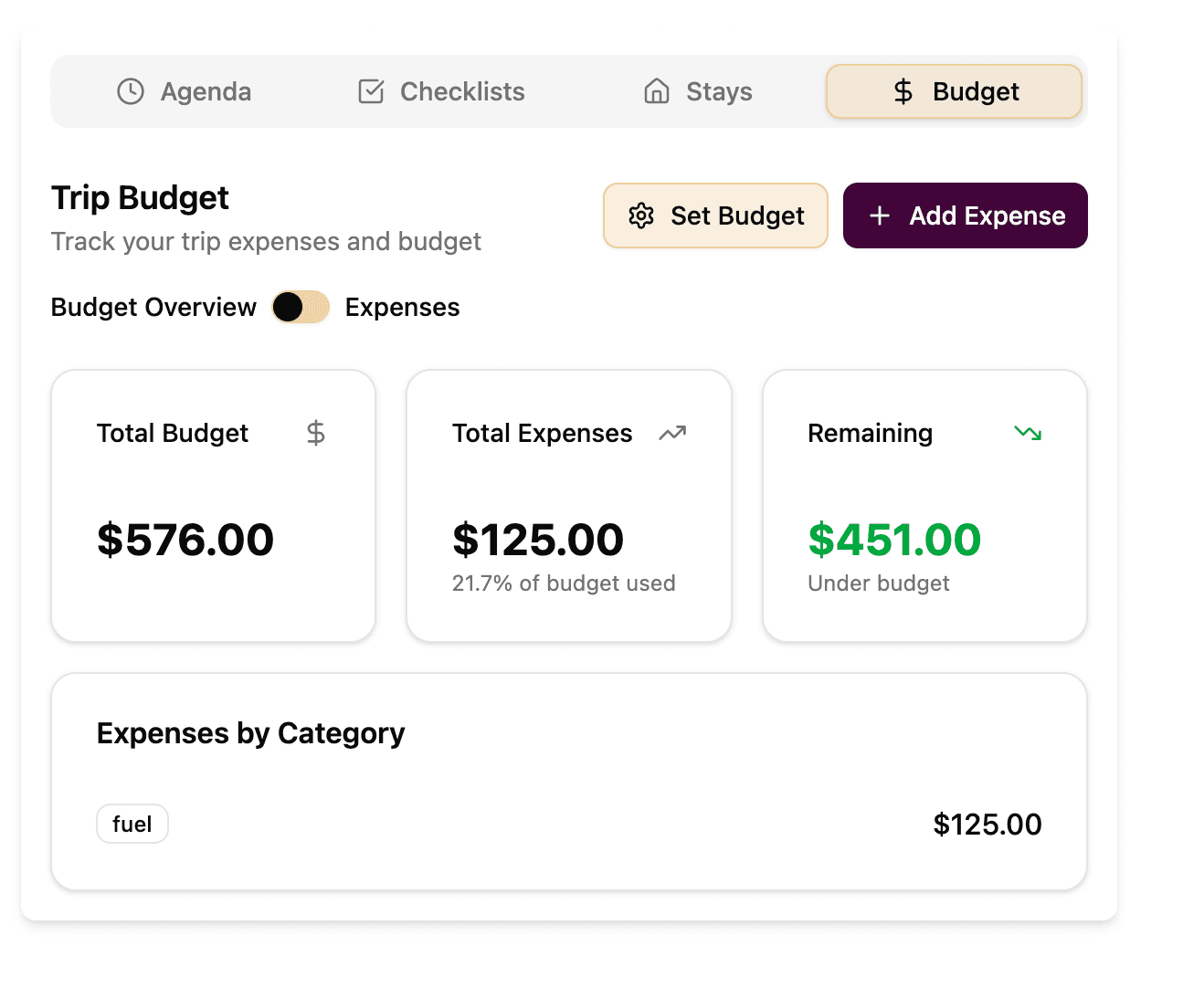 Budget Dashboard Screenshot